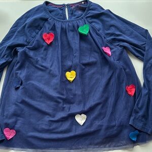 Mini Boden Tulle Heart Shirt Navy Valentine’s Day 11/12